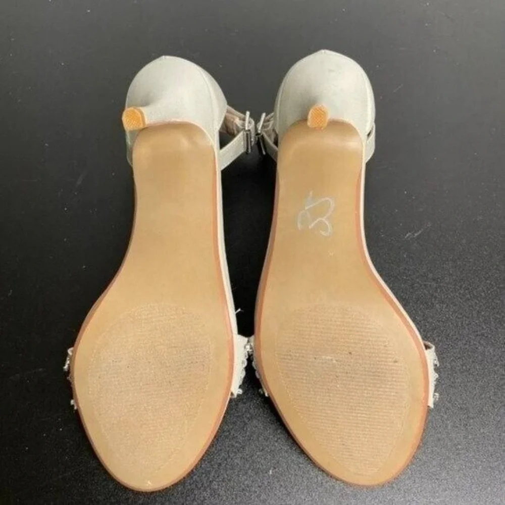 Betsey Johnson SB-Mari Champagne Ivory Embellished Stiletto Heel Sandals Size 9